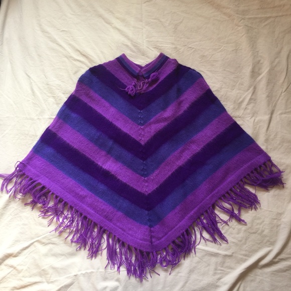 Jackets & Blazers - Purple striped Poncho